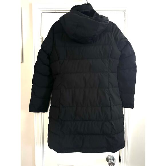 ANDREW MARC Black Long Stretch Parka Puffer Coat Jacket Lined Hood Women’s Sz M - Picture 3 of 6